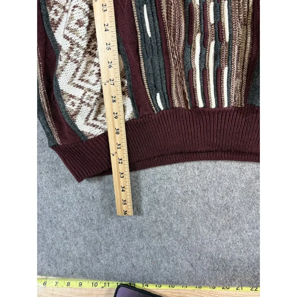VTG 90s Classics Sweater Mens Brown Coogi Style 3D Pullover Retro Grandpa 2XL - Picture 3 of 4